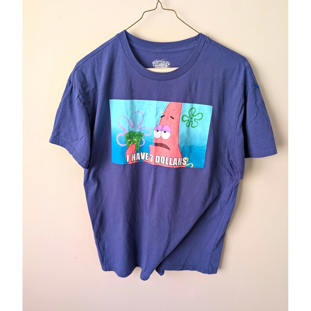 Nickelodeon SpongeBob Patrick Star Mens L Blue Short Sleeve T-Shirt RN 77272